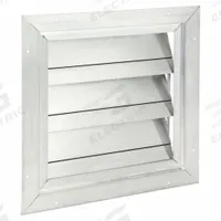 16.75"H-W 4.5"L Aluminum Backdraft Dampr: For 12 in Fan, Single Panel, 16 3/4 in H, 16 3/4 in W (MPN 4HX76). Key specifications — Airflow Direction: Vertical; Blade Type: Flat Blade; Brand: DAYTON; Maximum Air Velocity: 2250 fpm; Mounting Position: Vertical.