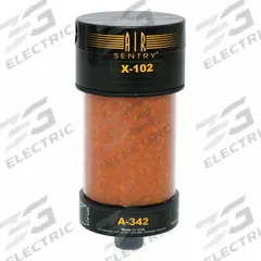 AIR SENTRY Desiccant Breather Replacement Cartridge: Silica Gel, 2 Micron Rating, 8 in Overall Lg (MPN 095A342). Key specifications — attr1257362: Cartridge; attr1257355: Check Valve Included; attr95771: 2; attr98902: AIR SENTRY; attr1257365: X-Series.