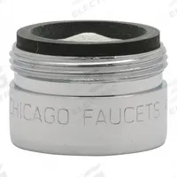 CHICAGO FAUCETS Outlet: 1 gpm Flow Rate, Laminar Flow Outlet, Brass, Chrome Finish, Male, UNS (MPN E74JKABCP). Key specifications — Material: Brass; Product Type: Outlet; Connection Size: 13/16"-27; Brand: CHICAGO FAUCETS.