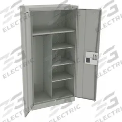 TENNSCO Storage Cabinet: 36 in x 18 in x 72 in, 5 Shelves, Recessed Pull Handle & Electronic Keypad (MPN 7214ELLG). Key specifications — Shelf Adjustability: Adjustable; Base Type: Frame; Cabinet Color: Light Gray; For Use Outdoors: No; Frame Assembled: Assembled; Cabinet Storage Components: Hanging Rods; Brand: TENNSCO; Cabinet Style: Hanging Rod and Shelves.