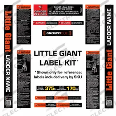 LITTLE GIANT Ladder Label Kit: For Stepladders, 9 Labels, Safety and Hazard Labels (MPN 31888). Key specifications — attr1050042: English; attr1050050: LITTLE GIANT.