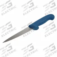DETECTAMET INC Filleting Knife: Straight, Stainless Steel Blade, Polymer Handle, Blue Handle, Blue (MPN 600-T053-S070-P01). Key specifications — Brand: DETECTAMET INC; Blade Material: Stainless Steel; Blade Type: Straight; Handle Color: Blue; Handle Material: Polymer; Knife Type: Fillet Knife; NSF Certified: No.