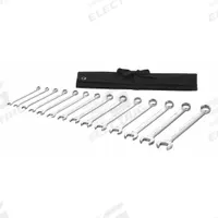 WESTWARD Combination Wrench Set: Alloy Steel, Chrome, 14 Tools, 6 mm to 19 mm Range of Head Sizes (MPN 54DF93). Key specifications — attr309520: Chrome; attr309519: Alloy Steel; attr324929: WESTWARD; attr309512: Pouch; attr309522: No; attr309533: No.