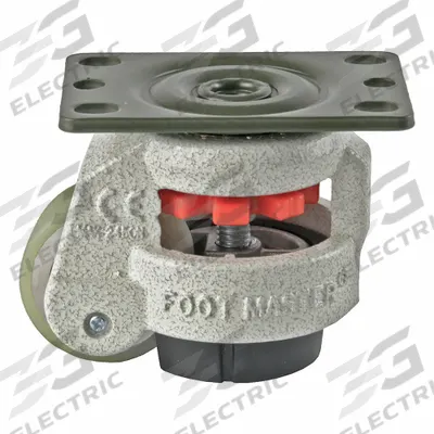 FOOT MASTER Plate Caster: Polyurethane Tread, 50 mm Wheel Dia, 82 mm Mounting Ht - General Purpose Leveling Plate Casters