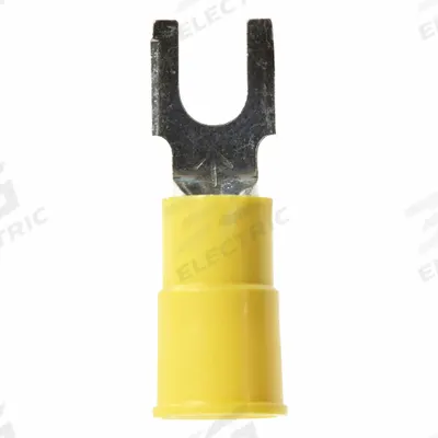 3M Shrink Tubing: Yellow, Vinyl, #8 Stud Size, 12 AWG – 10 AWG Wire Range - Insulated Fork Terminals