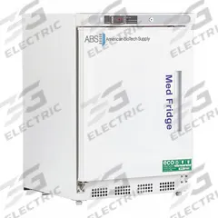 AMERICAN BIOTECH SUPPLY Lab Refrigerator: 4.6 cu ft, Undercounter, 2°C to 7°C, 24 1/2 in Overall Dp (MPN PH-ABT-HC-UCBI-0404-LH). Key specifications — Door Opening Style: Left; Color: White; Alarm Type: Temperature; Manufacturer Part Number: PH-ABT-HC-UCBI-0404-LH; Brand: AMERICAN BIOTECH SUPPLY; Product Type: Lab Refrigerator; Door Type: Swing Solid; Refrigerant Type: R-600a.