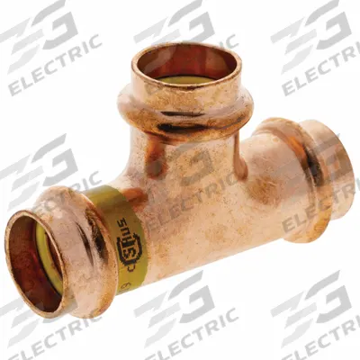 NIBCO Crimp Tee Fitting: Tee, 1 1/4 in CTS x 1 1/4 in CTS x 1 1/4 in CTS x 1 1/4 in CTS size - Gas Copper & Bronze Press Tube Fittings