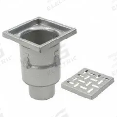 BLUCHER Floor Drain: 12 in Grate Size, 4 in Nominal Pipe Size, No Hub, Stainless Steel, Slotted (MPN BFD-334). Key specifications — Color: Silver; Connection Type: No Hub; Brand: BLUCHER.