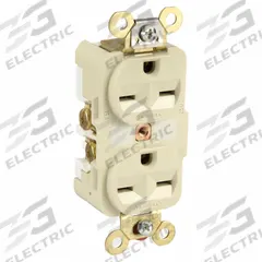 HUBBELL Receptacle: Duplex, 6-15, Ivory, 250V AC, 15 A, 2 Pole / 3 Wire (MPN HBL5662I)