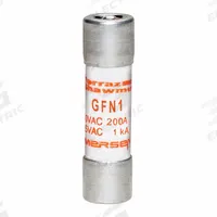 MERSEN Fuse: GFN Series, Midget, Time-Delay, 1 A, 250 V AC, 13/32 in x 1 1/2 in, Indicating (MPN GFN1). Key specifications — Series: GFN; Brand: MERSEN.
