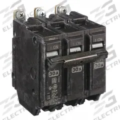GE Miniature Circuit Breaker: THHQB, 30 A, 120/240V AC, Three Phase, 22kA at 120/240V AC, 3 Poles (MPN THHQB32030). Key specifications — attr195972: 30 A; attr195973: 120/240V AC; attr195974: Three; attr195975: 22kA at 120/240V AC; attr195976: Lighting Panels.