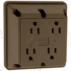 LEVITON Receptacle: Quad, 5-15, Brown, 125V AC, 15 A, 2 Pole / 3 Wire (MPN 1254)
