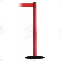 TENSABARRIER Barrier Post with Belt: Red, No Pattern, No Legend, 13 ft Belt Lg, Red, 13 ft x 2 in (MPN 889B-33-21-MAX-NO-R5X-C). Key specifications — Base Material: Cast Iron; Belt Color: Red; Brand: TENSABARRIER; Post Material: Metal Alloy; Post Color: Red; Message: No Legend.