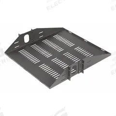 VIDEO MOUNT PRODUCTS Rack Shelf: 2 u, Center-Weighted/Vented Shelf, 19 in Overall Dp, Black, Steel (MPN ERS2CM). Key specifications — Brand: VIDEO MOUNT PRODUCTS; Color: Black; Material: Steel; _Shelf Style: Center-Weighted.