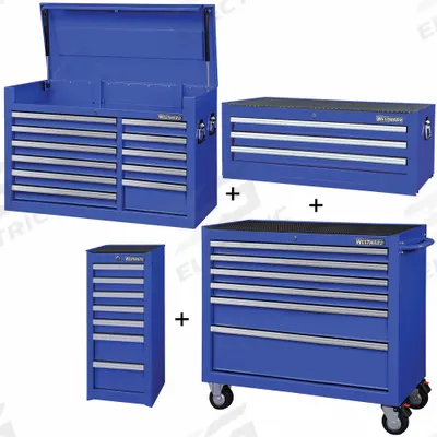 WESTWARD Rolling Cabinet Kit: 27 Drawers, Heavy Duty, Keyed - Heavy-Duty Top Chest, Intermediate Chest, Side & Rolling Cabinet Combos