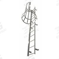 COTTERMAN Fixed Ladder with Safety Cage: 14 ft Overall Ht, 26 in Overall Wd, Steel, 15 Rungs (MPN M15SC L9 C1). Key specifications — Brand: COTTERMAN; Assembly: Assembled; Number of Sections: 3.