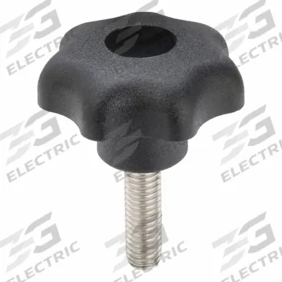 KIPP Hand Knob: 7 Point, Plastic w/ SS Thread, M6 Thread, 20 mm Thread Lg - 7-Arm Knobs with Threaded Stud