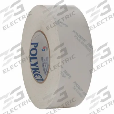 POLYKEN Duct Tape: Medium Duty, White, 2 7/8 in Wd, 60 1/8 yd Lg, 12 mil Thick - Flame-Retardant Duct Tape