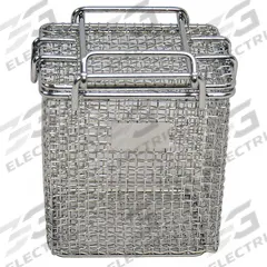 MARLIN STEEL WIRE PRODUCTS Parts Washer Basket: Rectangular, Stainless Steel, Silver, Lid Included (MPN 00-00278001-31). Key specifications — Handle Included: Handle Not Included; Mesh Opening Size: #6; Stackable: Not Stackable; Lid Included: Lid Included; Brand: MARLIN STEEL WIRE PRODUCTS.