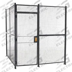 WIRECRAFTERS Woven Partition Cage: 16 ft W x 16 ft D 8 ft H, Gray, 3 Sides, Enamel (MPN 161683). Key specifications — attr1283235: Yes; attr1283272: WIRECRAFTERS; attr1283267: Woven; attr1283268: Complete Wire Security Cages; attr1283246: Keyed Different Cylinder; attr1283240: In; attr1283243: Yes; attr1283245: Hinged.