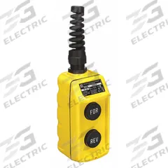 SQUARE D Pendant Control Station: (2) Push Buttons, 2NO, Forward/Reverse, NEMA 4, (2) Push Buttons (MPN 9001BW93Y). Key specifications — AC Contact Rating: 1.5 A @ 240 V; Action: Maintained/Momentary; DC Contact Rating: 1.1 A @ 120 V; Enclosure Material: Thermoplastic; Hub Style: Dead-End; Legend: Forward/Reverse; Operator Configuration: (2) Push Buttons; Brand: SQUARE D.
