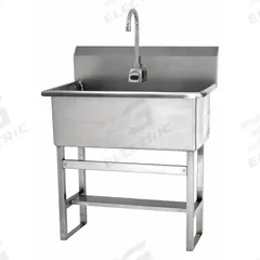 SANI-LAV Scrub Sink: 45 1/2 in Overall Ht, 28 in Bowl Lg, 10 1/2 in Bowl Dp, 0.5 gpm Flow Rate (MPN 532FB-0.5). Key specifications — Includes Side Splash: Side Splash Not Included; Power Source: Battery Powered; Brand: SANI-LAV.