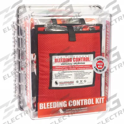 NORTH AMERICAN RESCUE Bleeding Control Kit: Plastic Cabinet, 8 People Served - Bleeding Control Kits