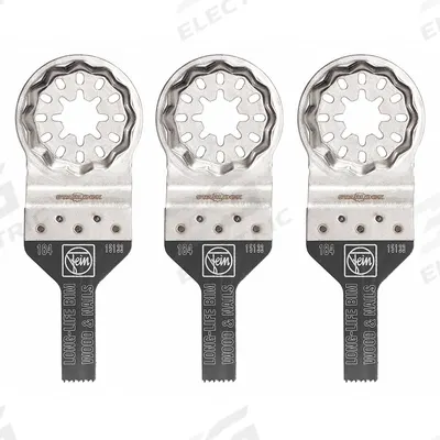 FEIN Oscillating Tool Blade: 3/8 in Blade Wd, 3 13/16 in Overall Lg, Bi-Metal - Starlock Mounted Blades