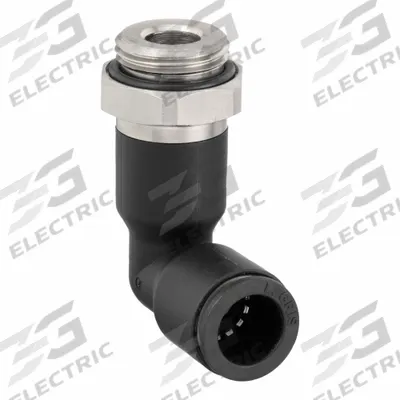 LEGRIS Push-Fit Elbow Fitting: 1/8 mm Pipe x 5/32 in OD Size, BSPP x Push-to-Connect - Nylon & Nickel-Plated Brass Tube Fittings
