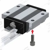 THK Linear Guide Carriage: For 23 mm Rail Wd, Ball, SR Radial Rail Guide, 26 mm Carriage Ht (MPN SR25TB1SS). Key specifications — Carriage Material: Carbon Steel; Roller Material: Carbon Steel; Size: 25; Brand: THK; Features: End Seal and Side Seal; Type: SR Radial Rail Guide.