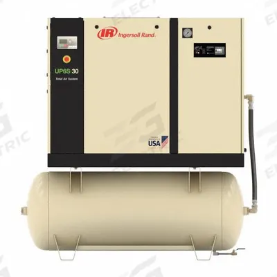 INGERSOLL RAND Rotary Screw Air Compressor: Horizontal, 30 hp, 116 cfm, 120 gal Tank - Horizontal Rotary Screw Air Compressors