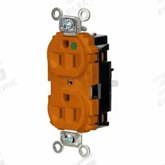 HUBBELL Receptacle: Hospital Grade, Duplex, 5-15R, Orange, 125V AC, 15 A, 2 Pole / 3 Wire (MPN HBL8200STO)