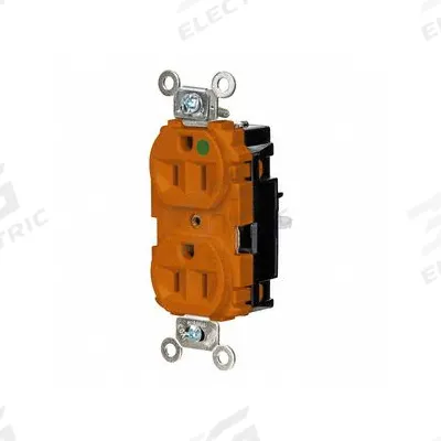 HUBBELL Receptacle: Hospital Grade, Duplex, 5-15R, Orange, 125V AC, 15 A - General Purpose Receptacles