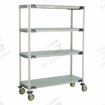 METRO Utility Cart: 50 in x 20 in, 67 in Overall Ht, 4 Shelves - Harsh-Environment Antimicrobial Mobile Plastic Shelving