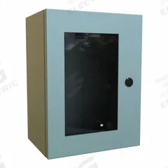 HAMMOND Electrical Enclosure: Steel, 16 in x 12 in x 8 in, NEMA 12/3R/4, Solid with Window Cover (MPN EN4SD16128WGY). Key specifications — Closure Method: 1/4-Turn Latch; Brand: HAMMOND; Knockouts: Not Included.