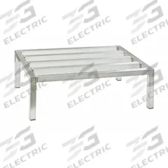 NEW AGE INDUSTRIAL Dunnage Rack: Welded, 8 in x 36 in x 20 in, Aluminum, 2,000 lb Load Capacity (MPN 6017). Key specifications — Finish: Natural; Color: Silver; Brand: NEW AGE INDUSTRIAL; Material: Aluminum; Method of Construction: Welded; Included: Cap Feet.