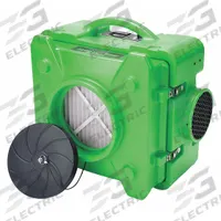 Air Scrubber: Polyethylene, Particulate Filtration, 1,400 sq ft Max Coverage Area, Front, No Alarm (MPN BD-AS-550-GN). Key specifications — Brand: BLUEDRI; Includes Filter: Air Filter Included.