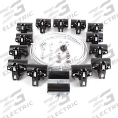 DAYTON Festoon System Kit: Wire Rope, 80 ft – 80 ft, 98 ft Min Cable/Hose Required, Flat (MPN 33N206). Key specifications — Brand: DAYTON; Compatible Cable Type: Flat; Included Components: Clamps; Track Type: Wire Rope.