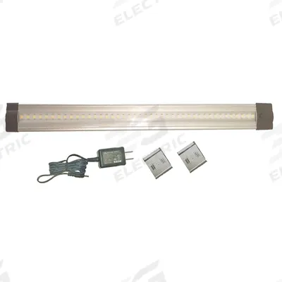 LED Striplight: 12 in Lg, 271 lm, 3000K, 3.9 W, Plug-In, Silver, Aluminum, 3/8 in Ht - Linear LED Under-Cabinet Light Fixtures