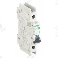 SCHNEIDER ELECTRIC IEC Miniature Circuit Breaker: 25 A Amps, 60V DC, 14kA at 120/240V AC, C60BP (MPN M9F44125). Key specifications — Brand: SCHNEIDER; DC Voltage Rating: 60V DC; Max. AIR Rating: 14kA at 120/240V AC; Terminal Connection: Screw Clamp; AC Voltage Rating: 240/277/480V AC.