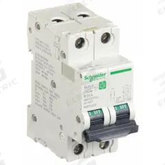 SCHNEIDER IEC Supplementary Protector: 25 A Amps, 14kA at 240V AC, Screw Clamp, C60SP, B (MPN M9F21225). Key specifications — Terminal Connection: Screw Clamp; AC Voltage Rating: 240/415/440V AC; Curve Type: B; DC Voltage Rating: Not Rated; Max. AIR Rating: 14kA at 240V AC; Series: C60SP; Brand: SCHNEIDER.