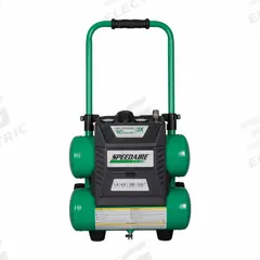 SPEEDAIRE Air Compressor: Quiet, Oil Free, 4.5 gal, Twin Stack, 1.3 hp, 3 cfm @ 90 psi, 120 VAC (MPN 787U78). Key specifications — attr48686: Oil Free; attr48685: 120 VAC; attr48689: 2.1 cfm; attr48678: 8.5 A; attr48671: SPEEDAIRE; attr124308: Quiet (less than 75 dBA).