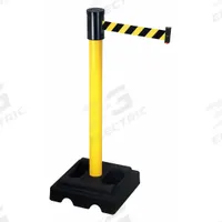 RETRACTA-BELT Barrier Post with Belt: Black/Yellow, Diagonal Stripe, No Legend, 15 ft Belt Lg (MPN 322YA-BYD). Key specifications — Base Material: Rubber; Belt Color: Black/Yellow; Brand: RETRACTA-BELT; Post Material: Aluminum; Post Color: Yellow; Message: No Legend.