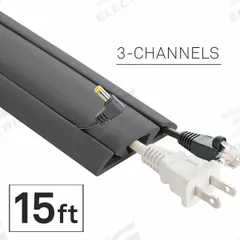 Cable protector: 3 Channels, 2 5/8 in Overall Wd, 5/8 in Overall Ht, 15 ft Lg, Rubber, Gray (MPN CC-RI-CP-15-GY). Key specifications — Color: Gray; Brand: ELECTRIDUCT.