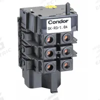 CONDOR USA, INC Thermal Overload (MPN SK-R3/1.0). Key specifications — Brand: CONDOR USA, INC; Max Current Setting: 1 A; Min Current Setting: 0.63 A; Phase: Three; Product Type: Thermal Overload for MDR 3 Pressure Switch; Voltage: 600V AC; Manufacturer Part Number: SK-R3/1.0.