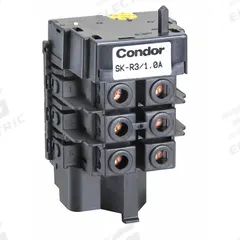 CONDOR USA, INC Thermal Overload (MPN SK-R3/1.0). Key specifications — Brand: CONDOR USA, INC; Max Current Setting: 1 A; Min Current Setting: 0.63 A; Phase: Three; Product Type: Thermal Overload for MDR 3 Pressure Switch; Voltage: 600V AC; Manufacturer Part Number: SK-R3/1.0.