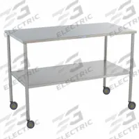 Instrument Table: 20 in Overall Wd, 34 in Overall Ht, 36 in Overall Lg, Stainless Steel, Silver (MPN 7832MR). Key specifications — Brand: BLICKMAN; Caster Type: Swivel; Countertop Material: Stainless Steel.