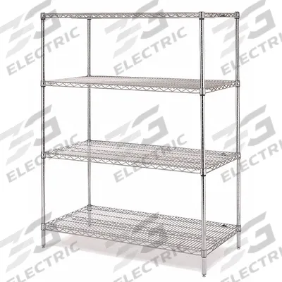 INSTOCK Metal Shelving: Starter, 72 in x 24 in, 74 in Overall Ht, 4 Shelves, Split Sleeve - Corrosion-Resistant Stationary Wire Shelving for Harsh Environments