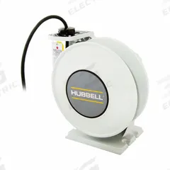 HUBBELL WIRING DEVICE-KELLEMS Extension Cord Reel: Ratchet Lock, 45 ft Cord Lg, 8 AWG, SOW, White (MPN HBLW4584W). Key specifications — Retractable Cord Ending NEMA Configuration: Bare Wire; Voltage: 600V AC; Brand: HUBBELL WIRING DEVICE-KELLEMS.