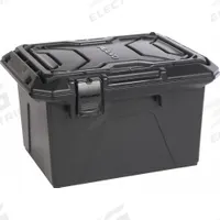PLANO MOLDING Storage Tote: 4.2 gal, 12 1/4 in x 9 1/4 in x 8 1/2 in, Black Body, Black Lid, Plastic (MPN 1071600). Key specifications — Material: Plastic; Brand: PLANO MOLDING.